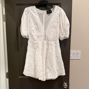Selfie Leslie White Embroidered V-Neck Romper